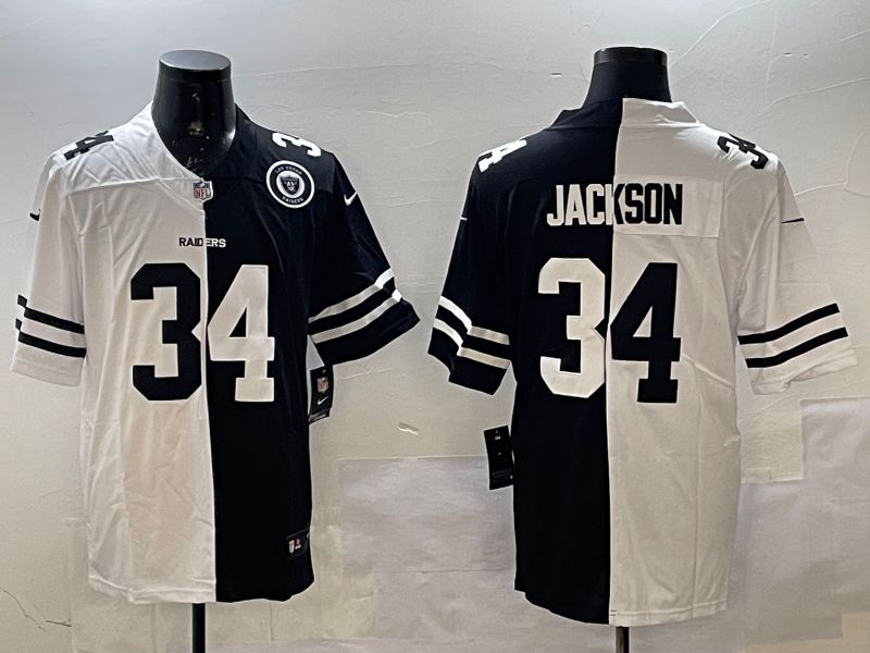 Men Oakland Raiders #34 Jackson White Black Fashion 2025 Nike Limited NFL Jersey style 2->oakland raiders->NFL Jersey